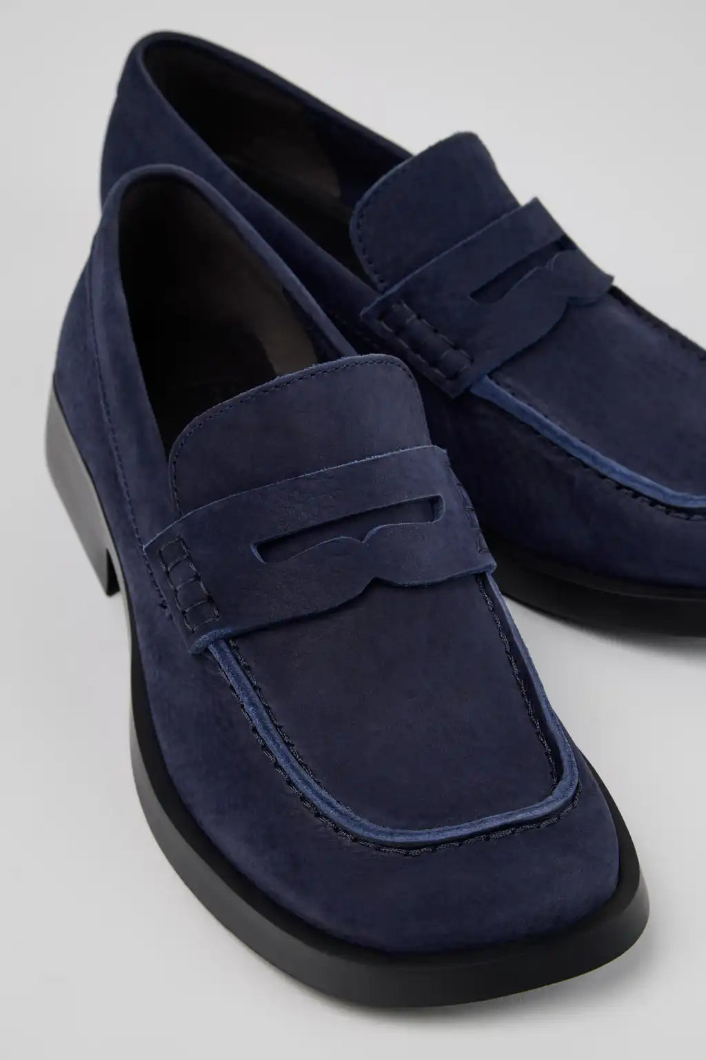 Donna Blue Nubuck Leather Moccasins for Women.