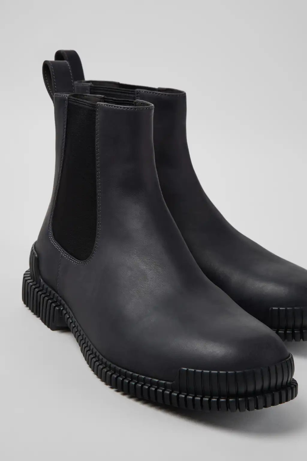 Pix Black Leather Ankle Boots for Men.
