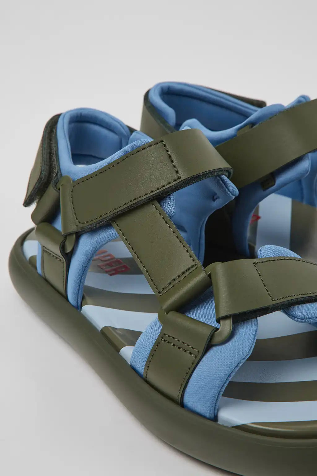 Pelotas Flota Green and blue leather and textile sandals for women