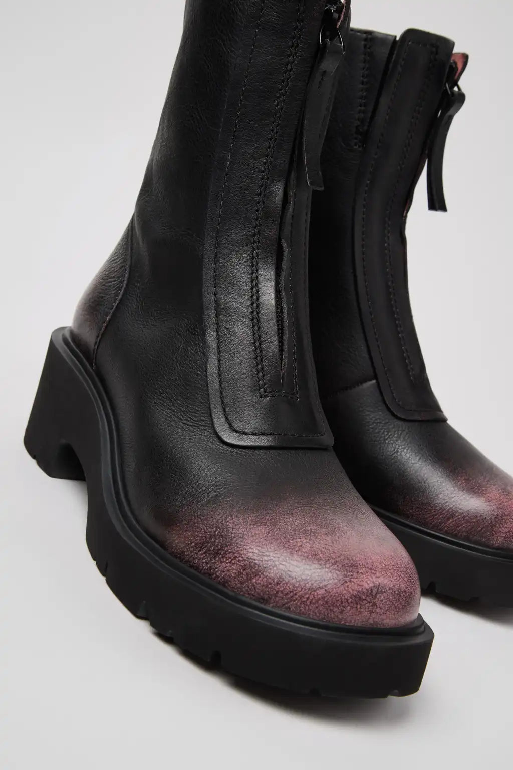 Milah Black Leather Ankle Boots for Women.