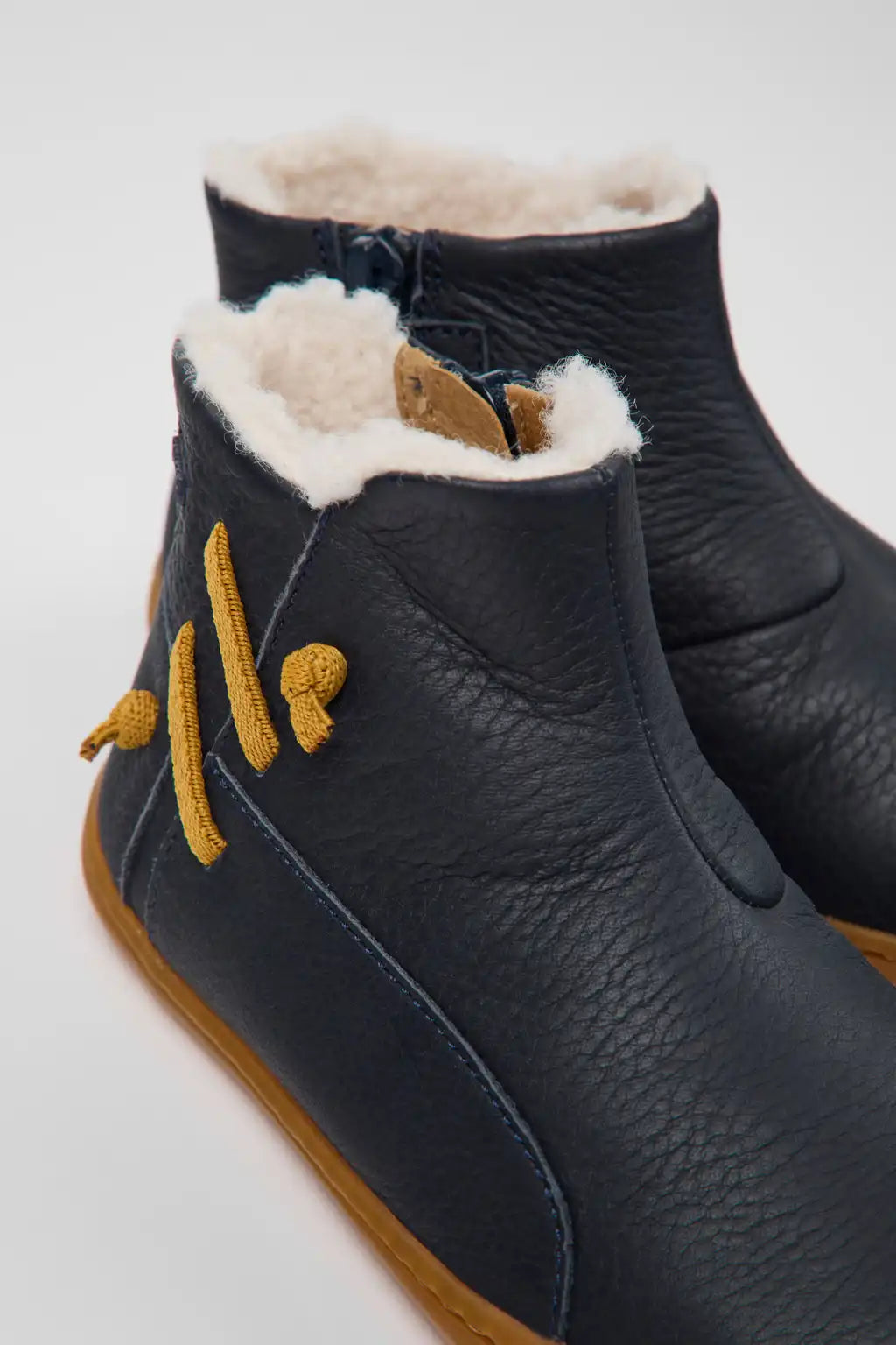 Peu Navy blue leather ankle boots