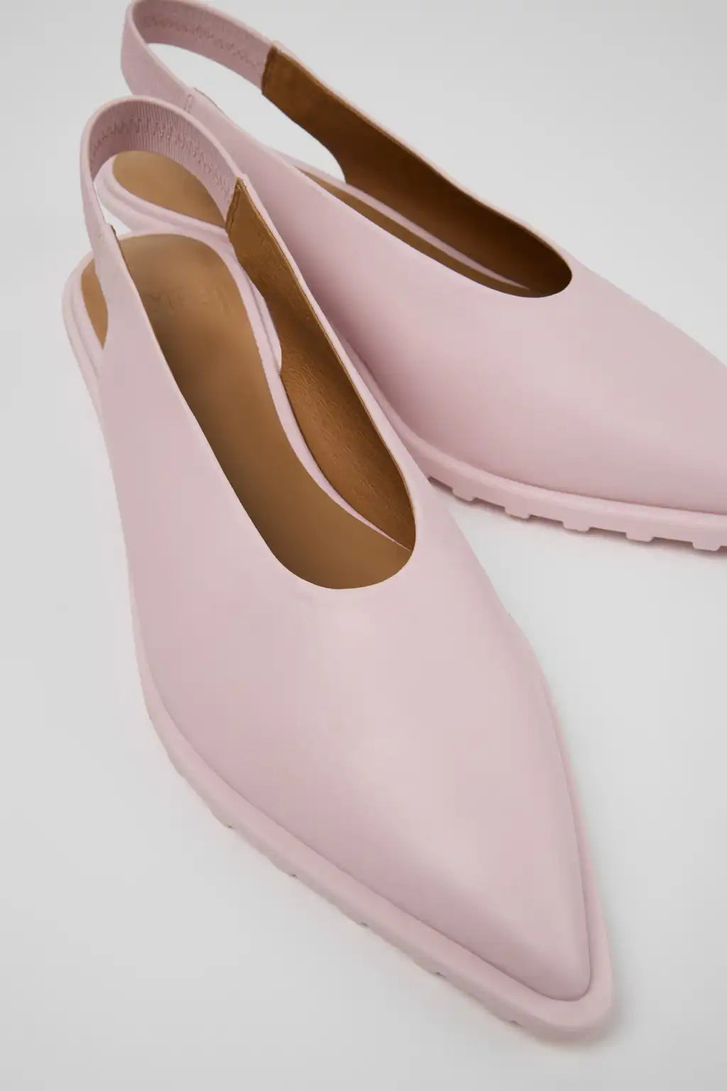 Anita Pink Leather Semi-Open Shoes for Women.