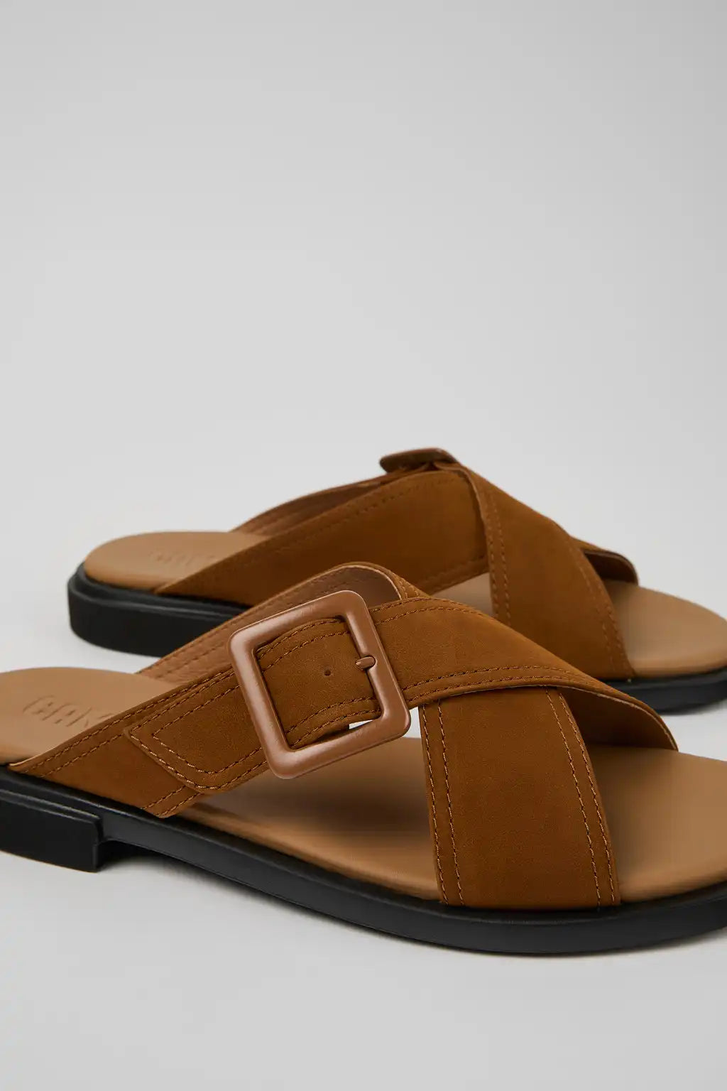 Edy Black Leather Sandals for Women.