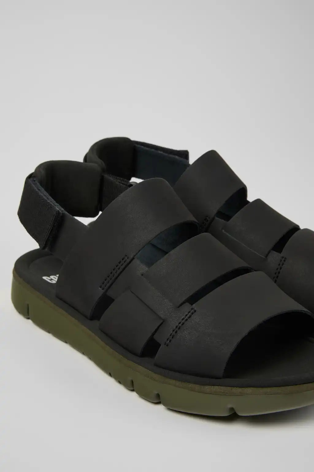 Oruga Brown Leather and Textile Sandals for Men.