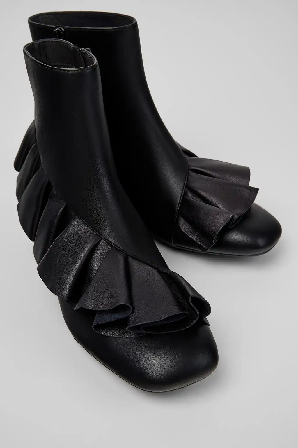 Casi Myra Black Leather Ankle Boots for Women.
