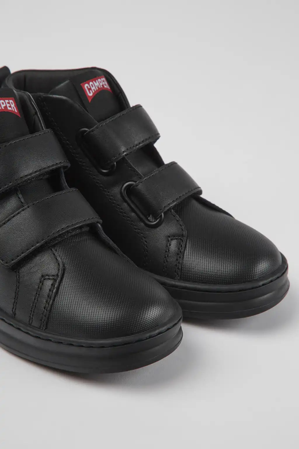 Runner Black leather and textile ankle boots for kids