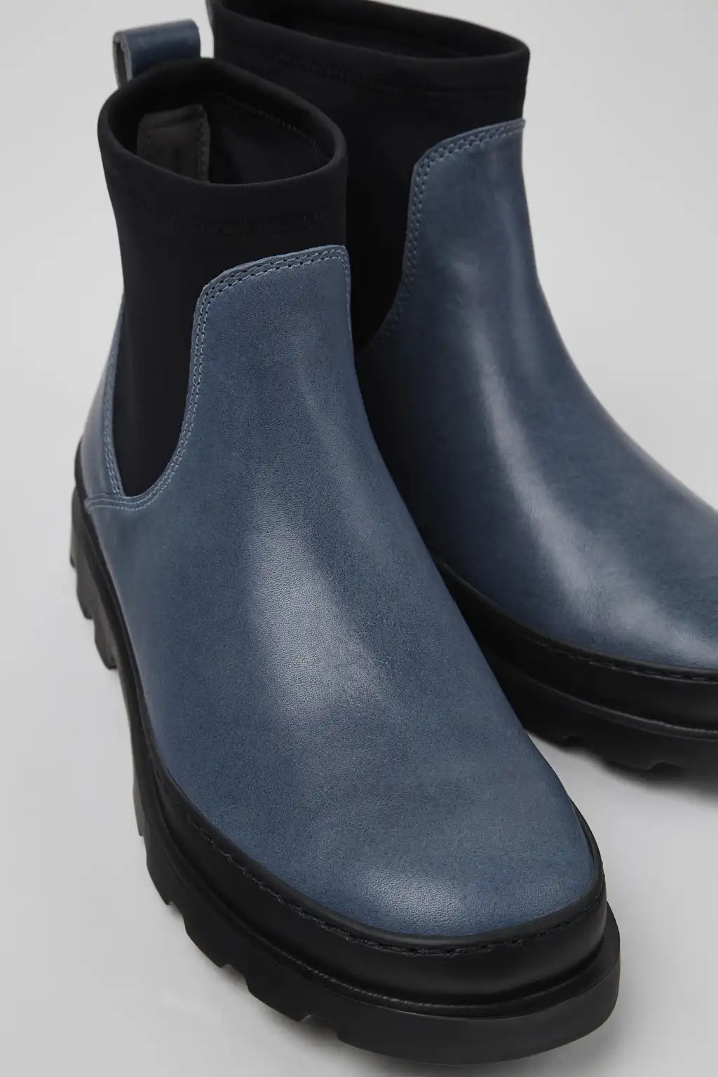Brutus Black leather and textile ankle boots for women