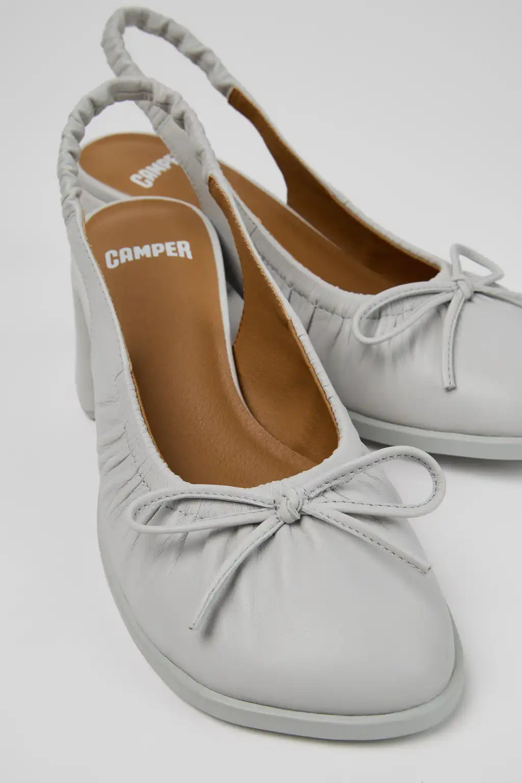 Kora Gray Leather Semi-Open Shoes for Women.