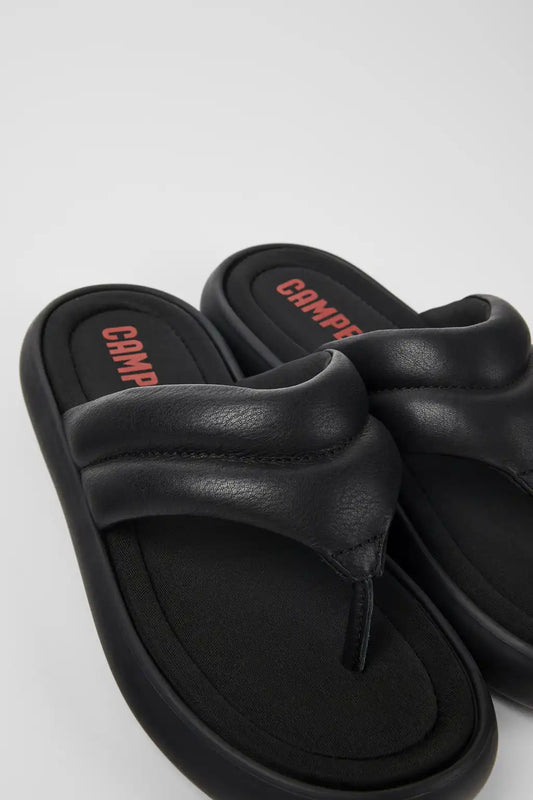 Pelotas Flota Black Leather Flip-Flop for Women