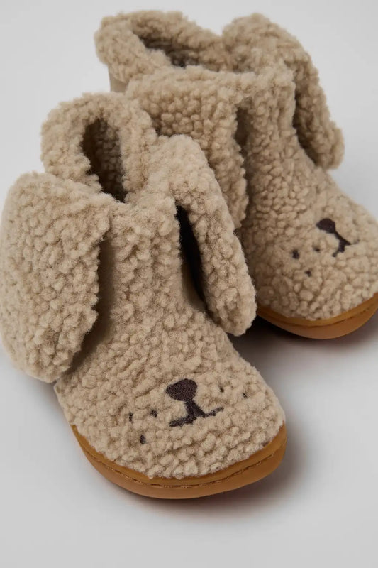 Twins Beige Textile and Nubuck Ankle Boots for Children.