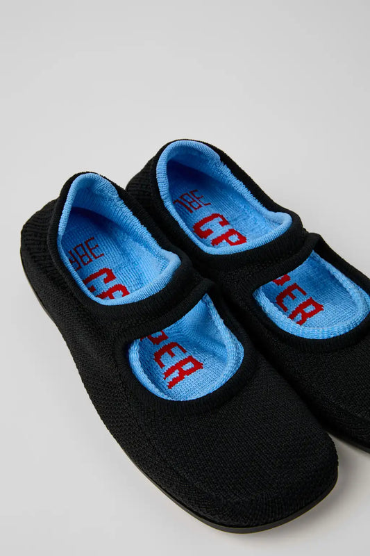 Right Niko Black and Blue Recycled Textile and Engineered Material Ballerinas for Women.