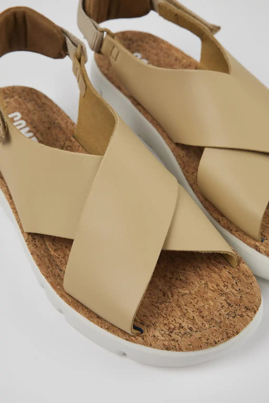 Oruga Black Leather and Textile Sandals for Women.