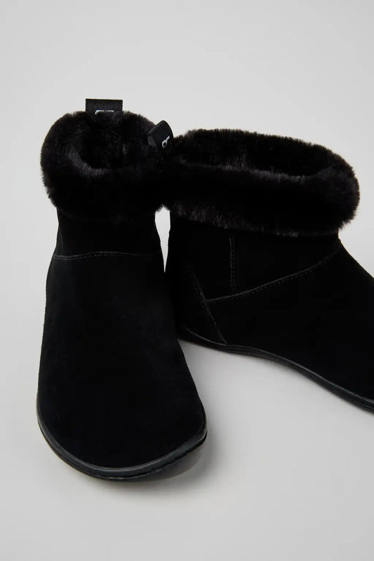 Peu Black Suede Ankle Boots for Children.