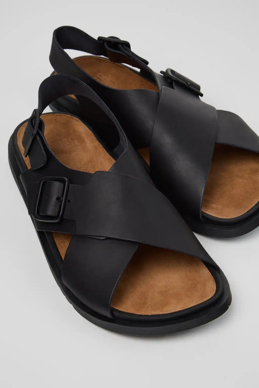 Lluc Sandal Black Leather Sandals for Men.