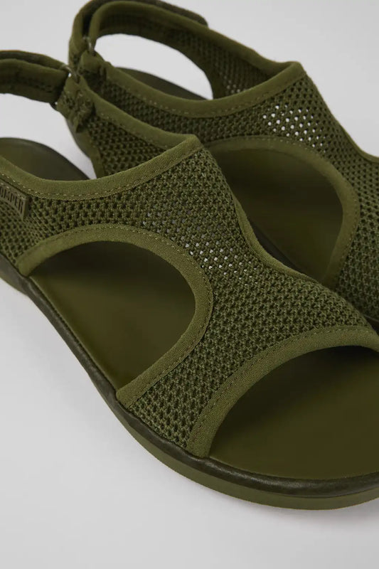 Right Green Textile/Leather Sandal for Women