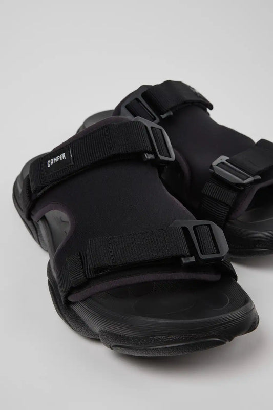 Karst Sandal Black Textile Sandals for Men.