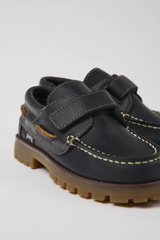 Compas Blue Leather Nautical Shoes for Children.