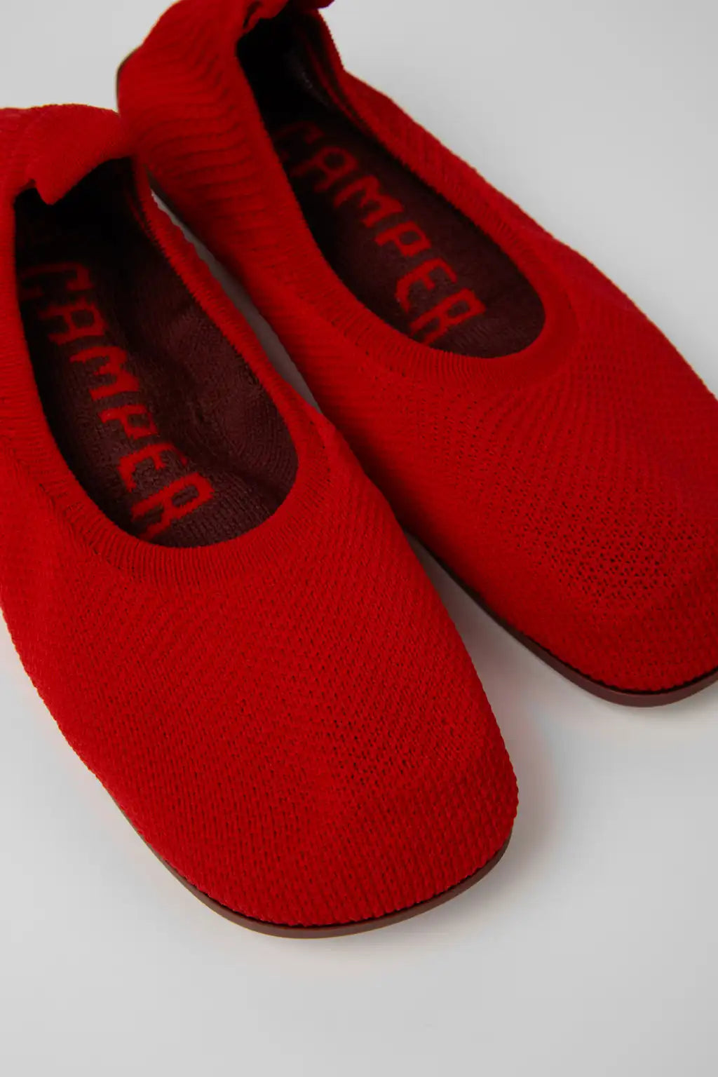 Right Niko Red Recycled Textile and Engineered Material Ballerinas for Women.