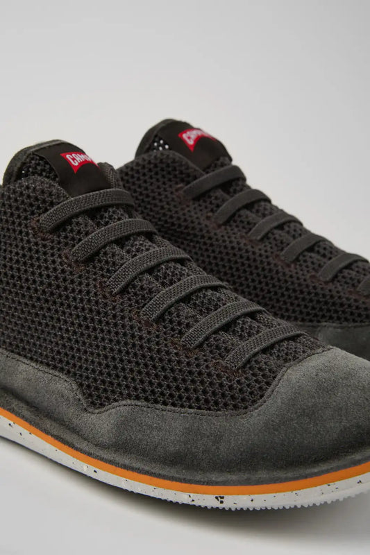 Beetle Gray Textile and Nubuck Leather Ankle Boots for Men.