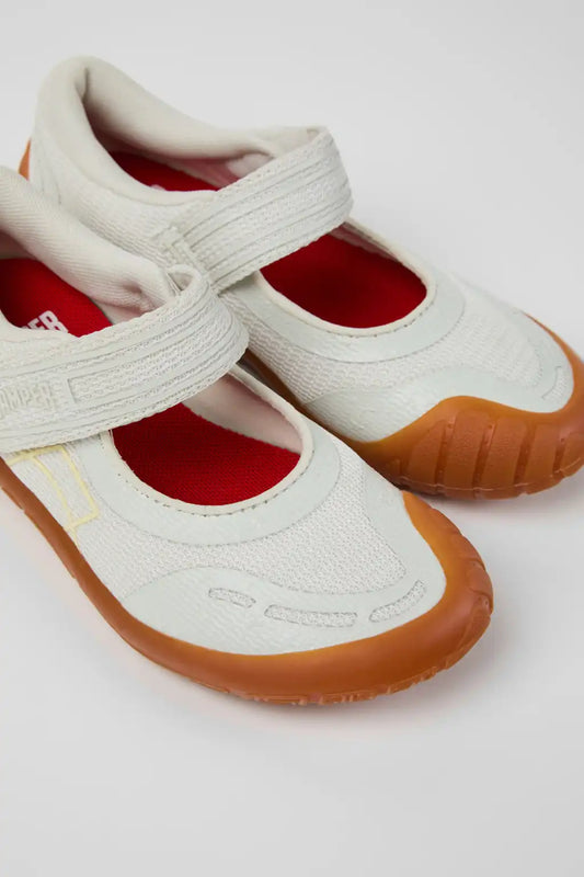 Peu Path White Textile and Leather Shoes for kids.