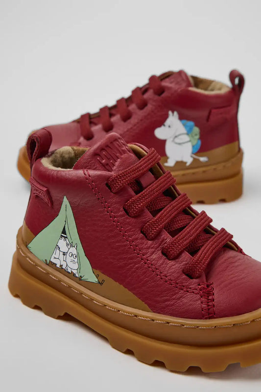 Camper x Moomin Multicolor Leather Ankle Boots for Children.
