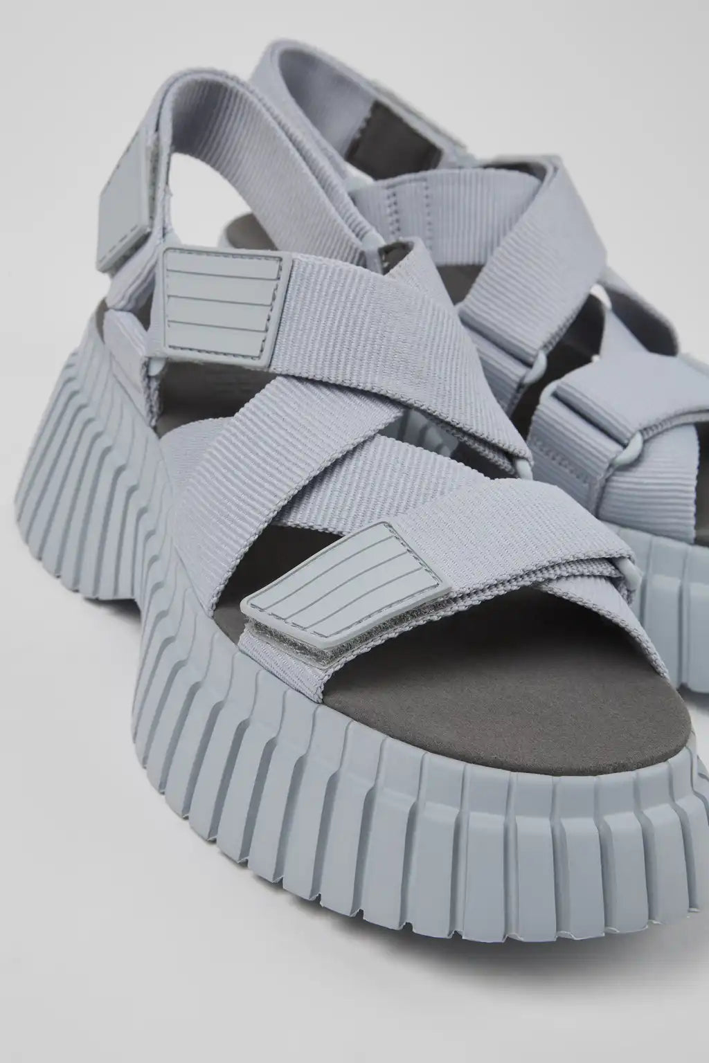 BCN Gray Textile Cross-strap Sandal for Women