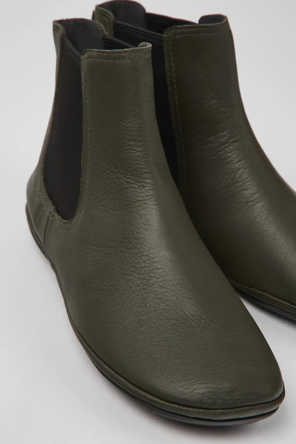 Right Black leather ankle boots