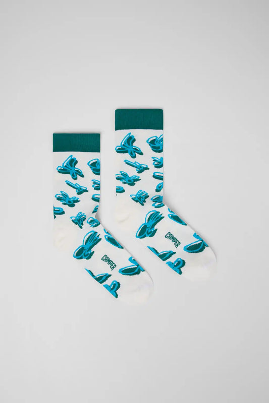 Socks White, green, blue organic cotton socks.