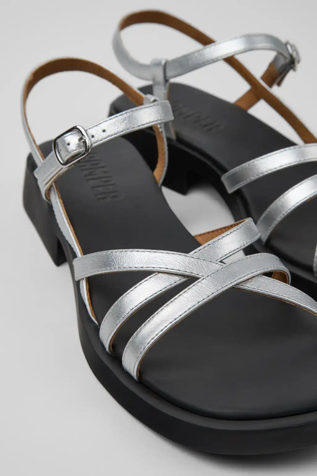 Dana Silver Leather Sandals for Women.