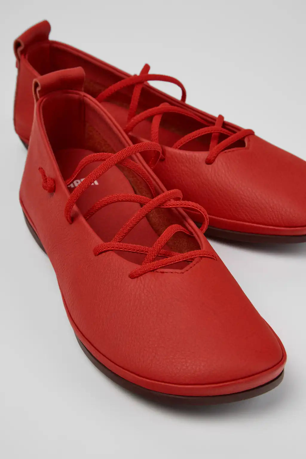 Right Nina Burgundy Leather Ballerinas for Women.
