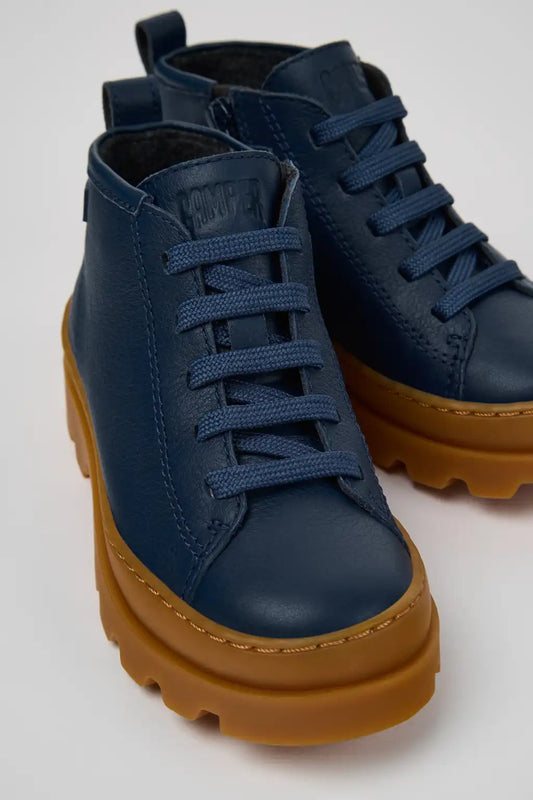 Brutus Blue Leather Ankle Boots for Kids.