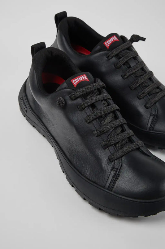 Peu Serra Black Leather and Textile Shoes for Men.