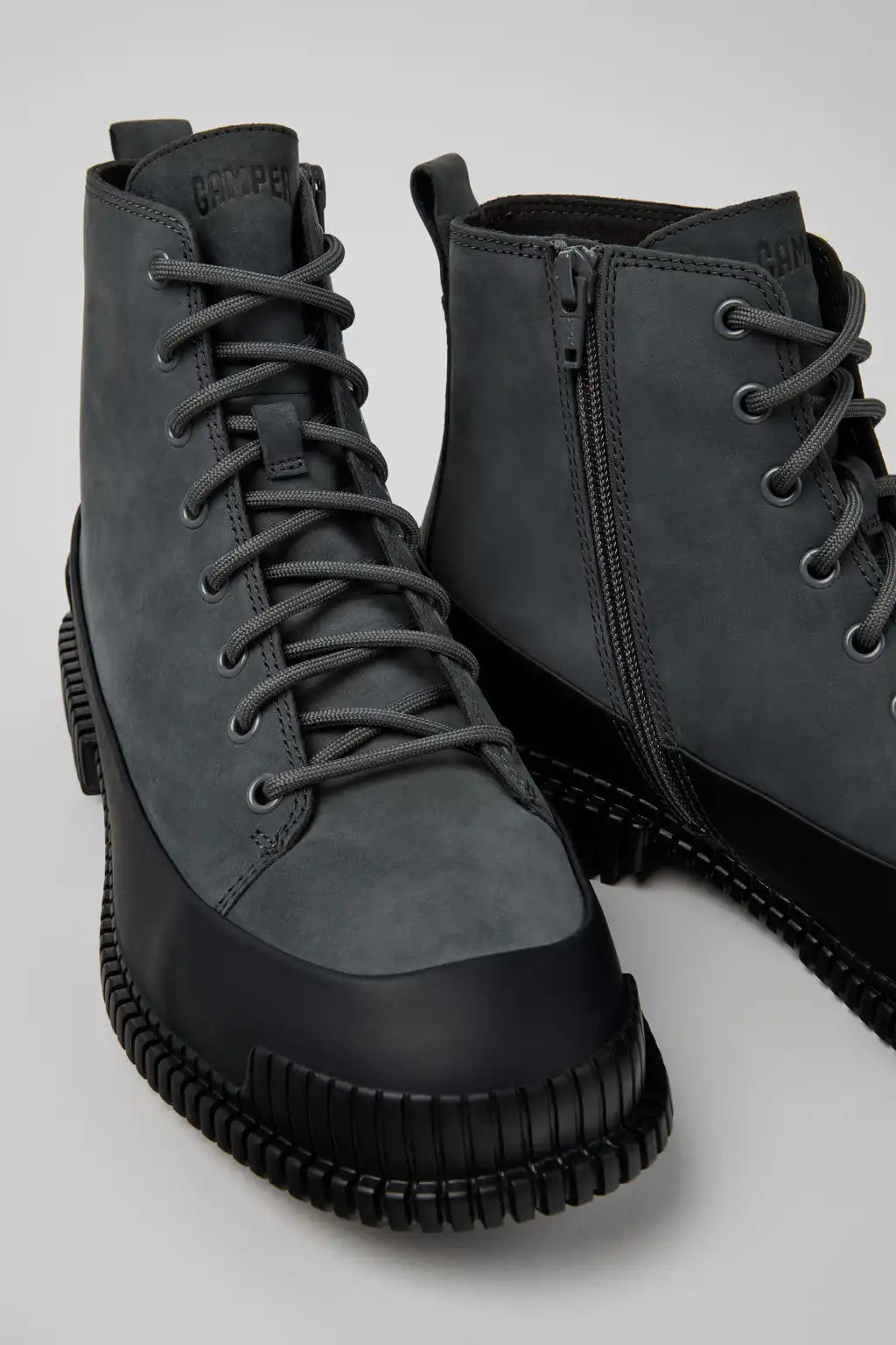 Pix Black Leather Mid Boots for Men.