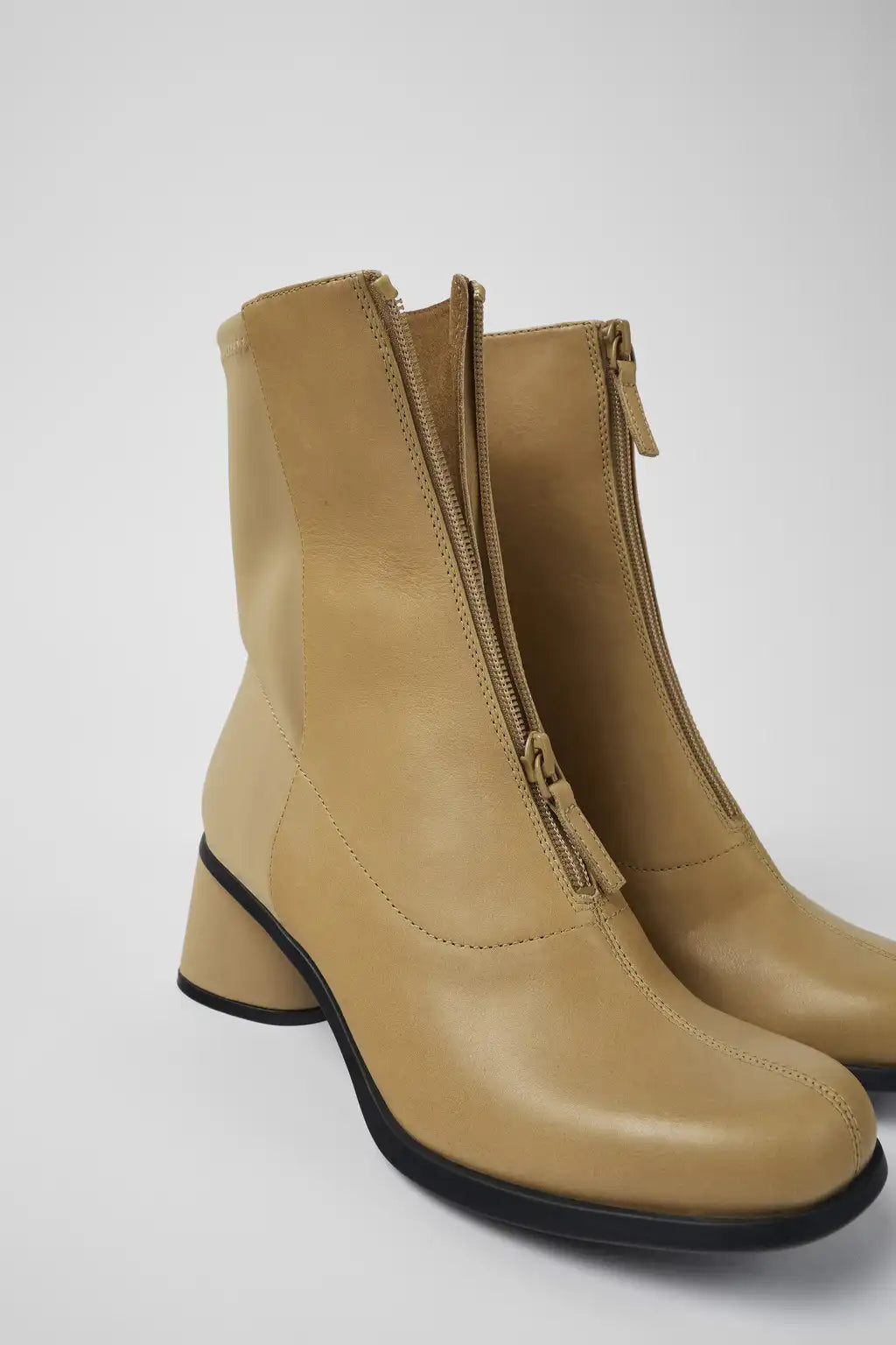 Kiara Black Leather and Textile Ankle Boots for Women.