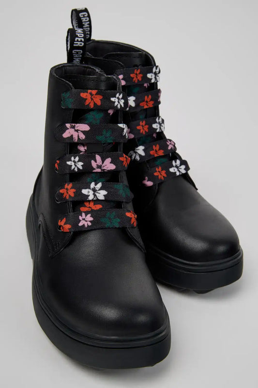 Norte Black Leather Ankle Boots for Kids.