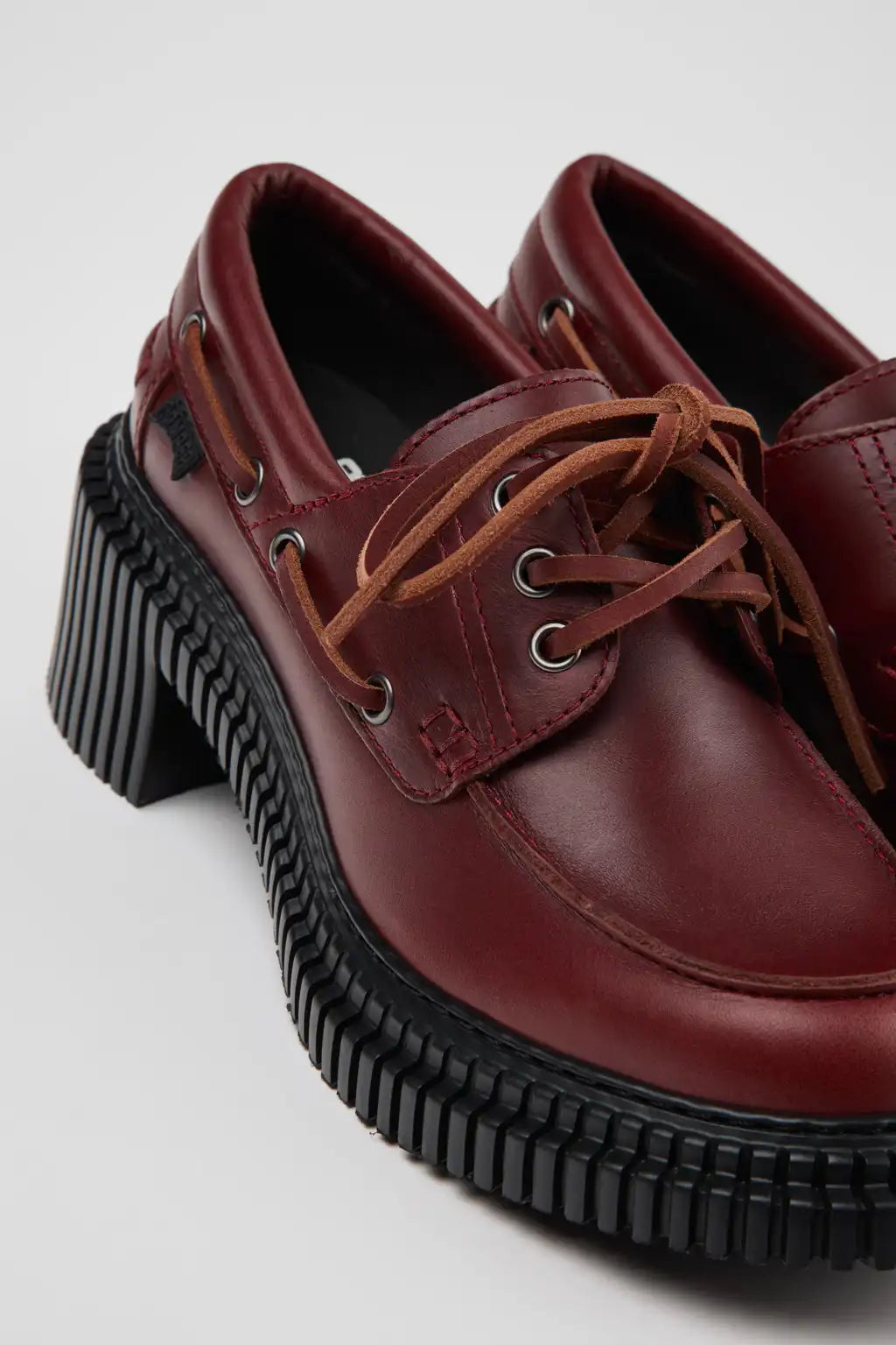 Pix London Burgundy Leather Moccasins for Women.