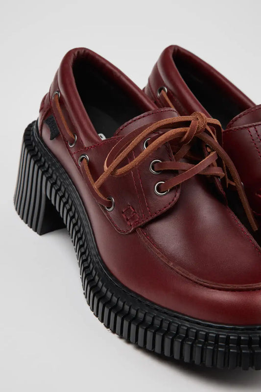 Pix London Burgundy Leather Moccasins for Women.