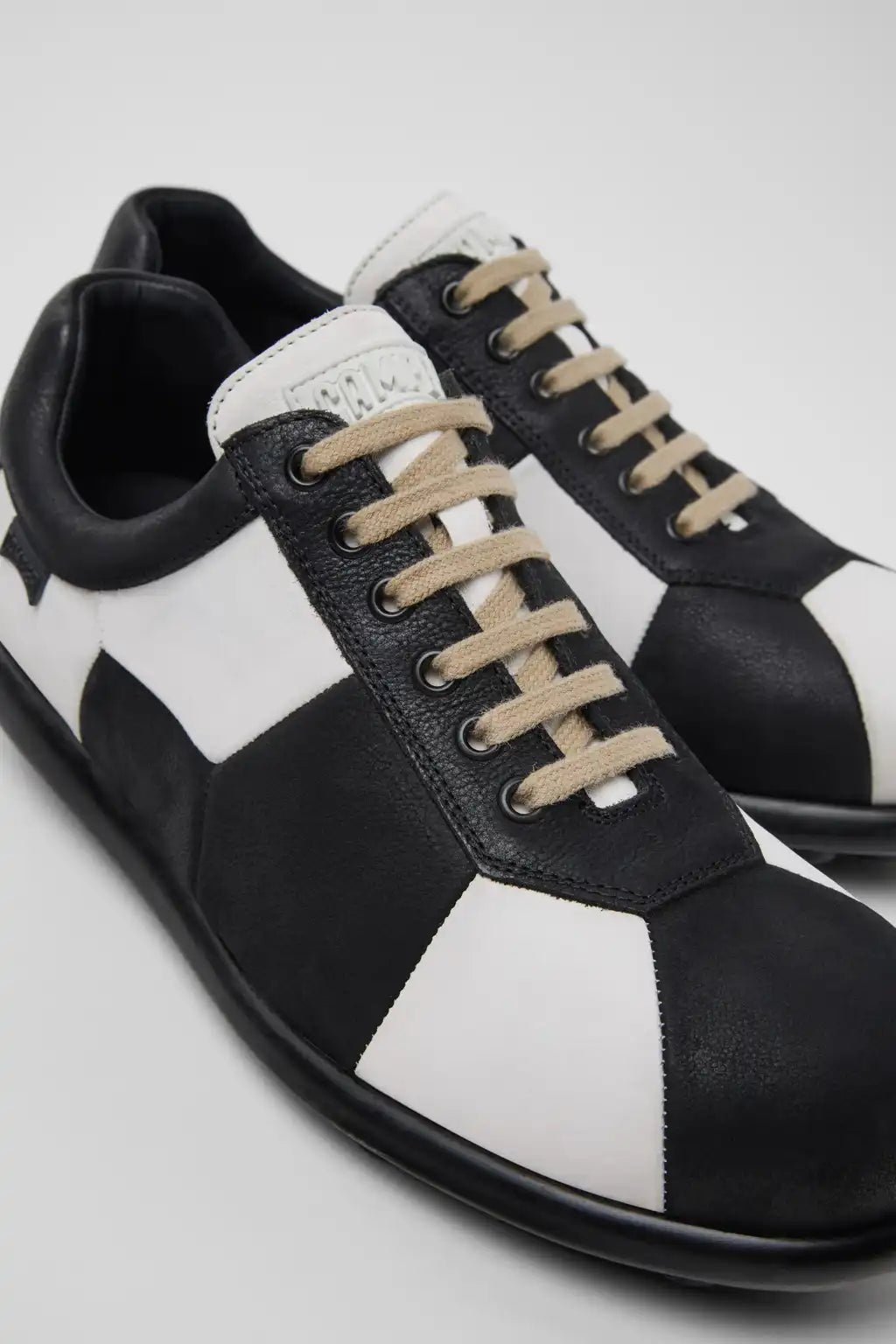 Twins Beige Leather Shoes for Men.