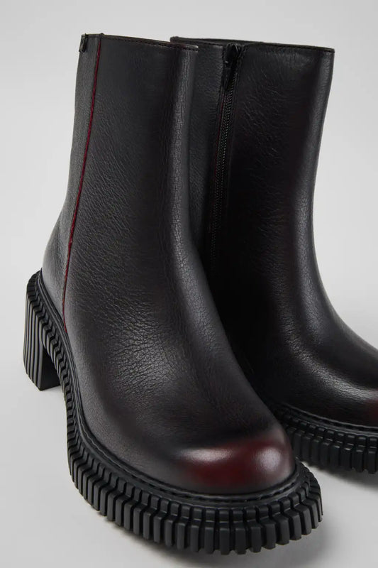 Pix London Black Leather Ankle Boots for Women.