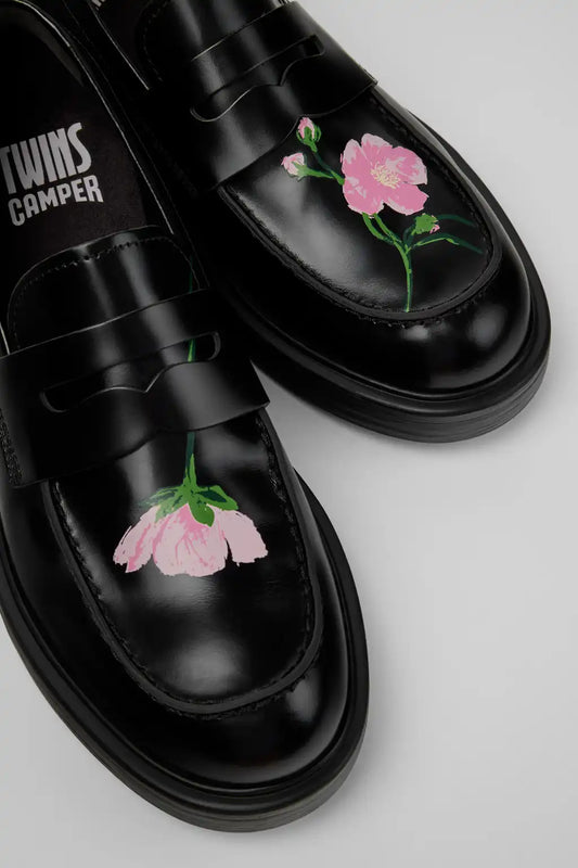 Twins Black Leather Moccasins for Men.