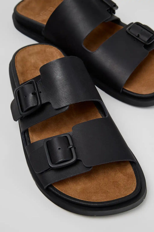 Lluc Sandal Black Leather Sandals for Men.