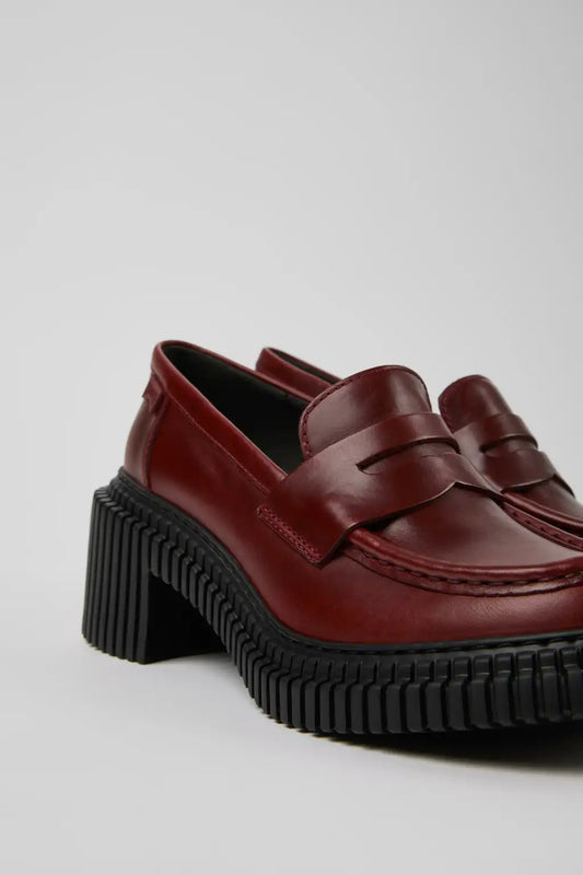 Pix London Burgundy Leather Moccasins for Women.