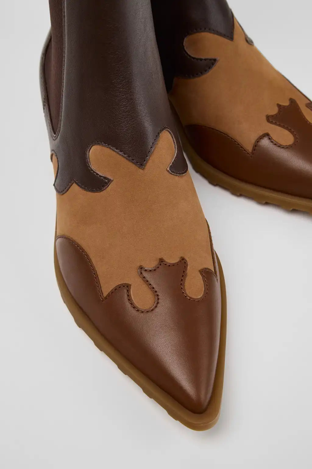 Anita Brown Leather and Nubuck Ankle Boots for Women.