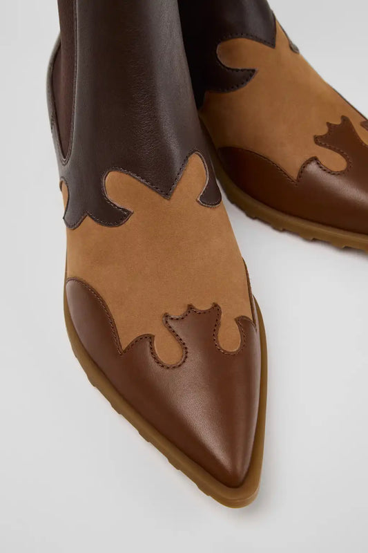 Anita Brown Leather and Nubuck Ankle Boots for Women.