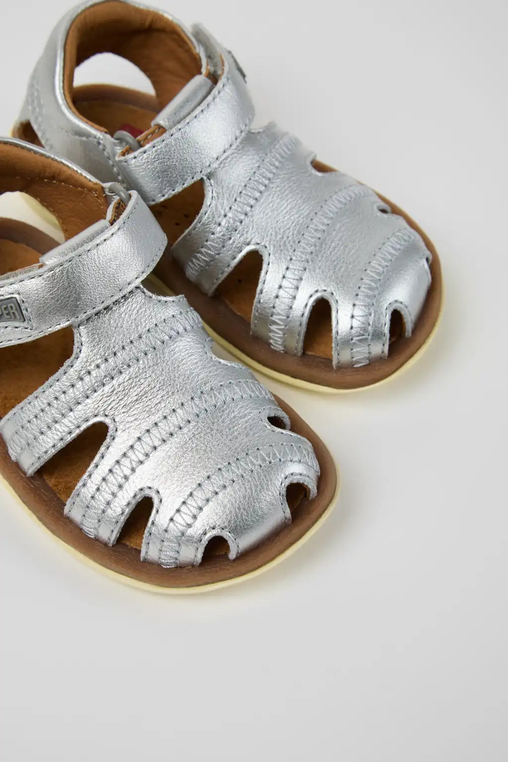 Bicho Brown Leather Closed Sandals for kids.