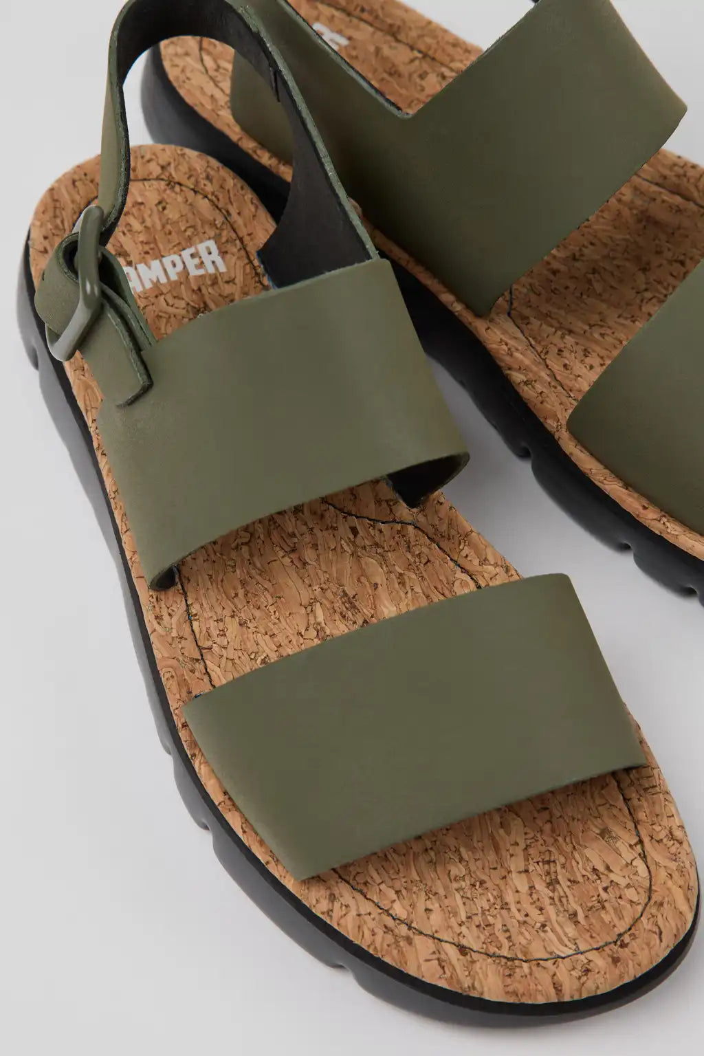 Oruga Black Leather Sandals for Women.