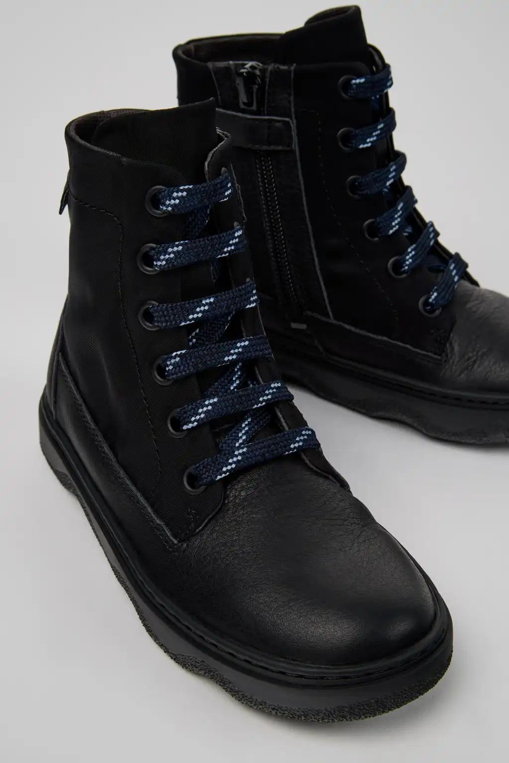 Kiddo Black Textile and Leather Ankle Boots for Kids.