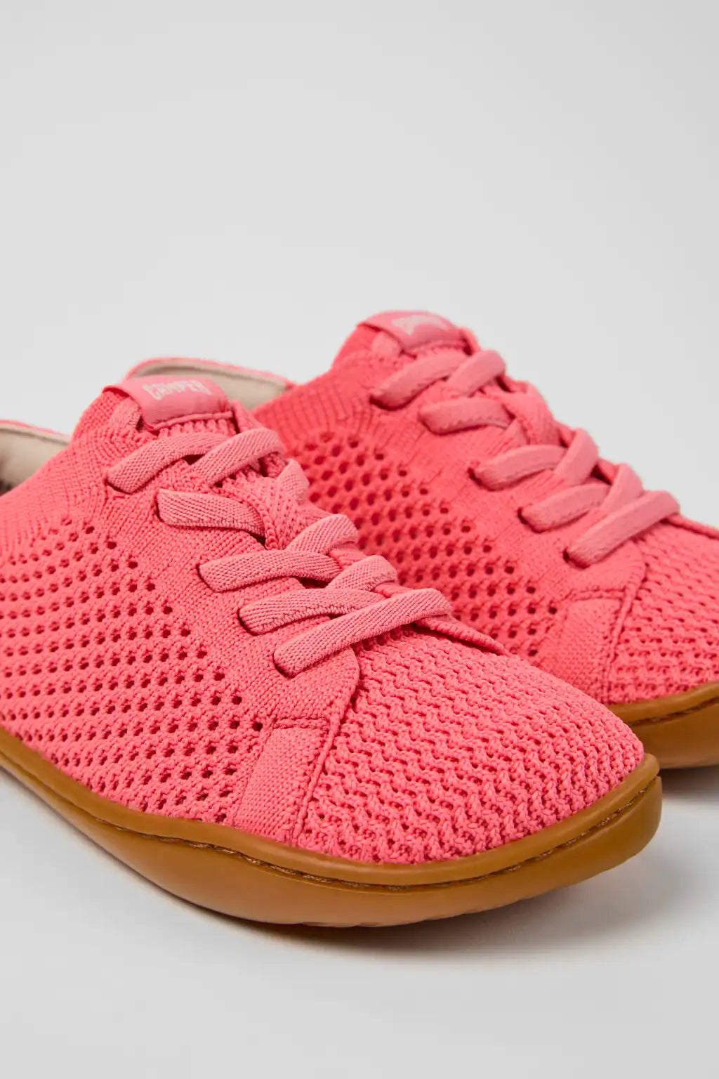 Peu Pink Textile and Leather Sneakers for kids.