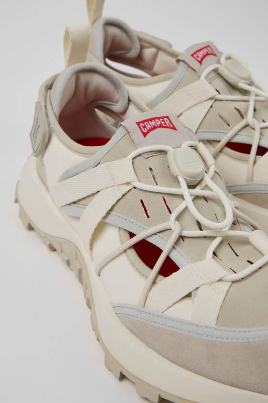 Drift Trail Beige and White Textile and Nubuck Leather Sneakers for Men.