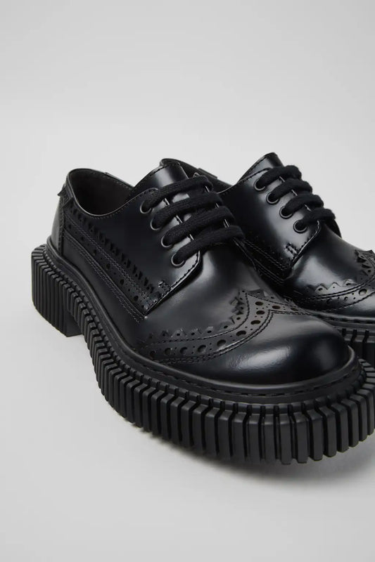 Twins Black Leather Shoes for Women.